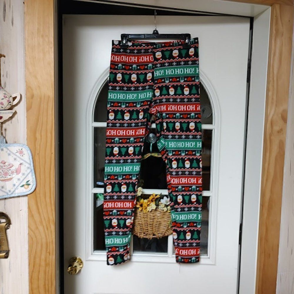 New No Boundaries Ho Ho Ho Christmas Fleece Lined Leggings Junior L 11/13